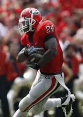 August 30, 2006: Georgia running back Knowshon Moreno (24) breaks away in the Georgia Bulldogs 45-21 victory over the Georgia Southern Eagles at Sanford Stadium in Athens, GA.