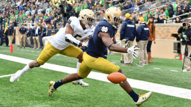 Notre Dame CB Troy Pride in action in the 2018 Blue-Gold game