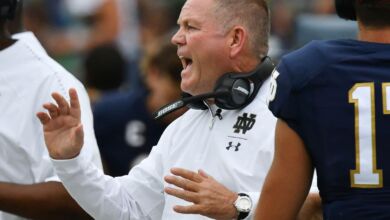 Notre Dame HC Brian Kelly during the Ball State game. (