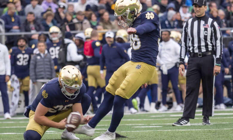 Notre Dame Fighting Irish place kicker Mitch Jeter