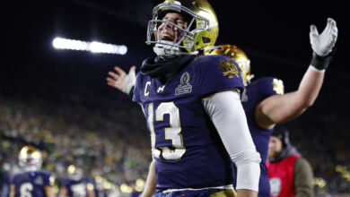 Notre Dame Fighting Irish quarterback Riley Leonard